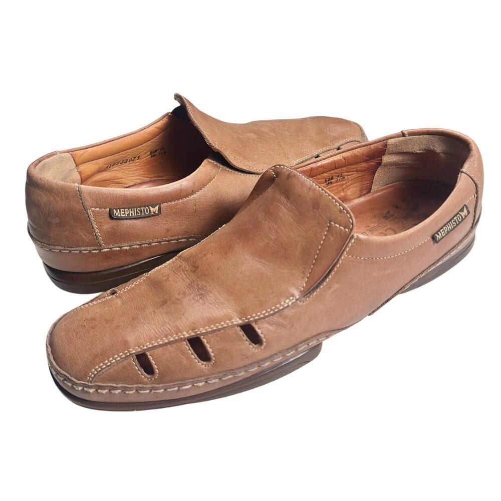 Mephisto | Men | Cool-Air Whiskey Brown Genuine Leather Slip-On Loafers | 11.5